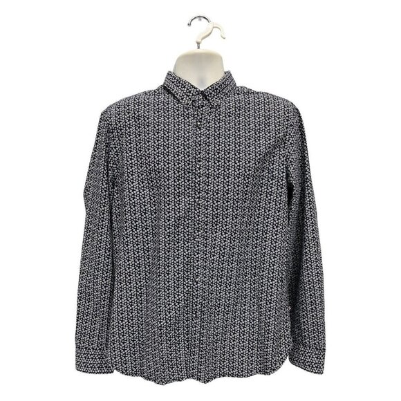 Denim And‎ Flower Ricky Singh Mens Shirt L Long Sleeves Navy White - Picture 1 of 6